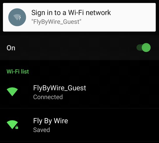 WiFi guest sign in
